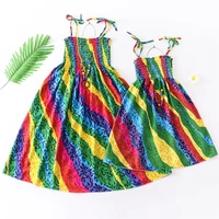 tank mother daughter tube dresses family set rainbow mommy and me matching clothes bohemia woman girls mom baby dress outfits