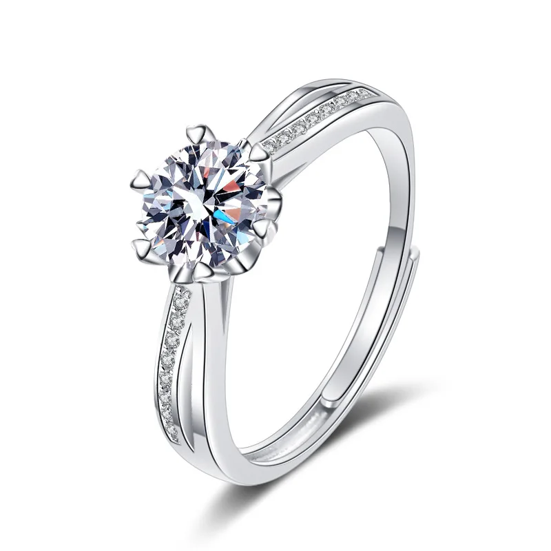 

Moissane Diamond Ring for Women 925 Sterling Silver Double Sided Snowflake Imitation Diamond Open Diamond Ring Jewelry Ring