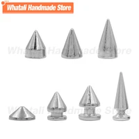50pcssets silver cone screw rivets bullet spikes studs diy crafts leather garment punk cool decorative nail buckles