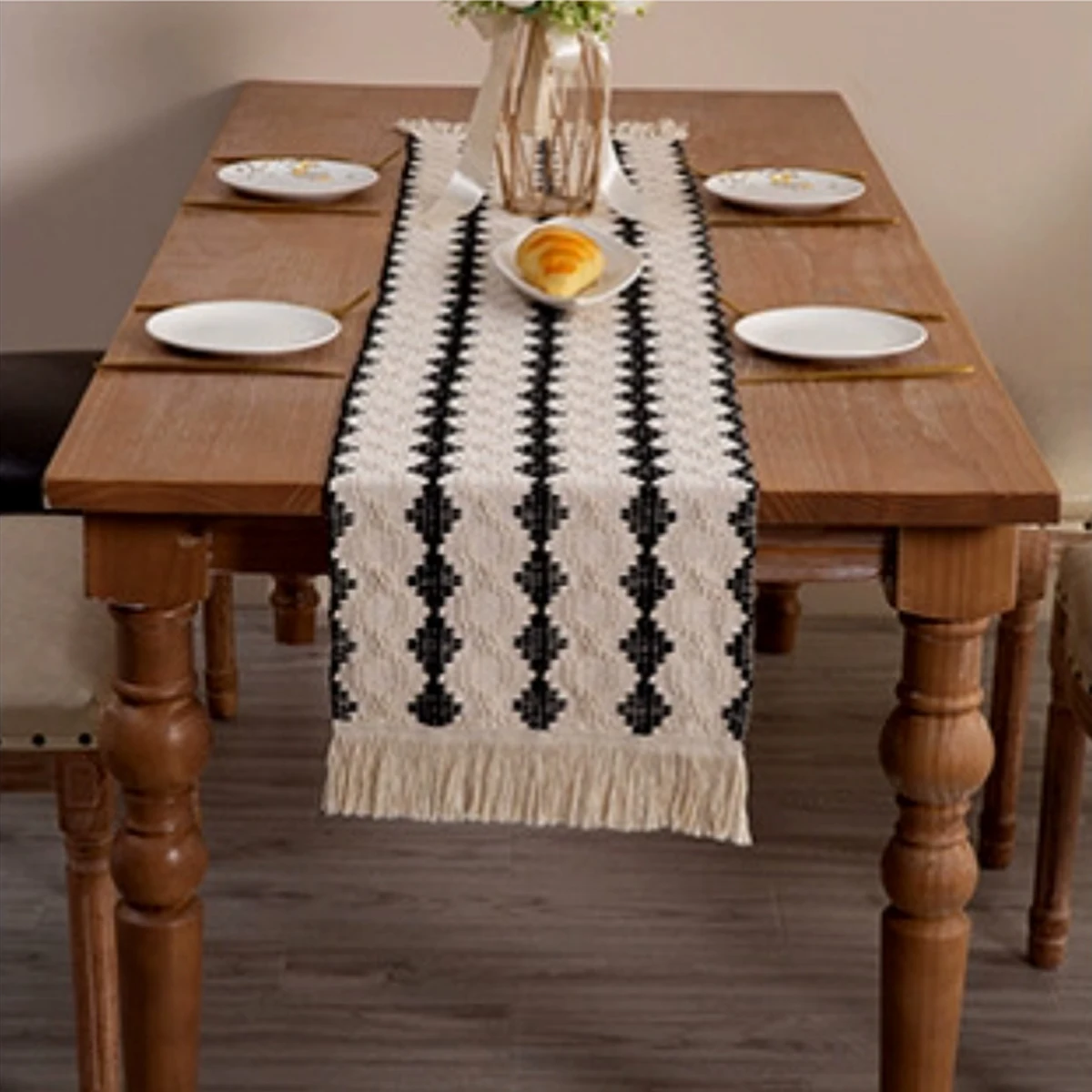 Скатерть из хлопка и льна для обеденного стола длинная Декоративная скатерть