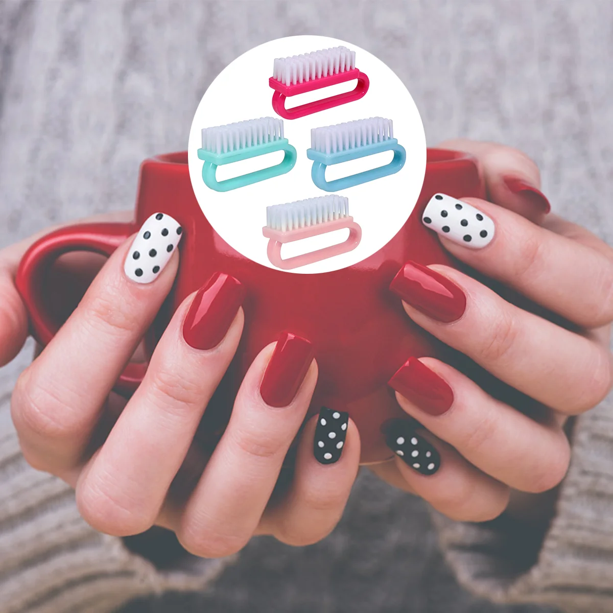 

6Pcs Handle Grip Fingernail Cleaner Nail Brush Hand Scrubbing Fingernail Brush