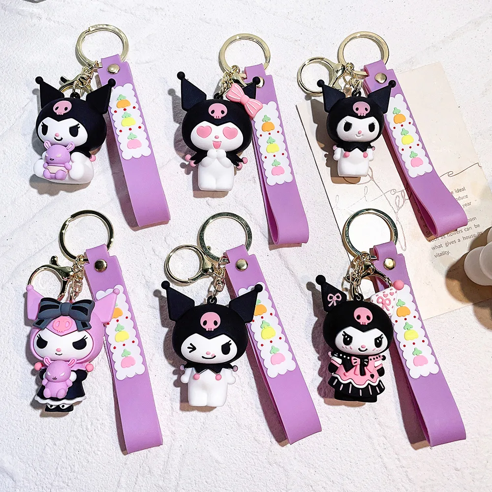

Sanrio Kuromi Cinnamoroll Key Chain Kawaii Anime Key Cover Cap Silicone Key Accessories PVC Key Holder Girl Women Trinket Gift