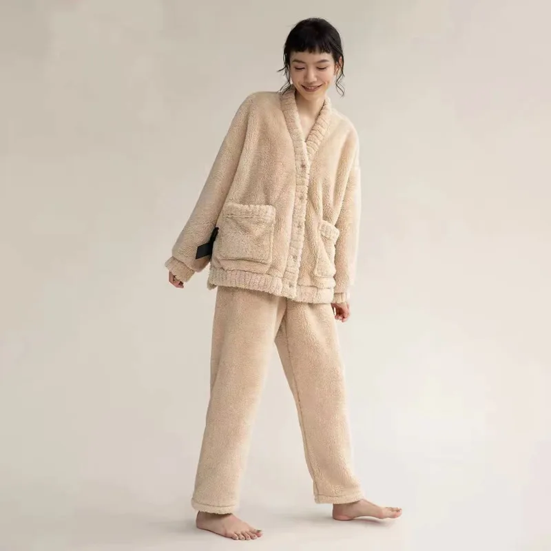 Женская бархатная пижама из кораллового бархата новинка 2022 утолщенная большая
