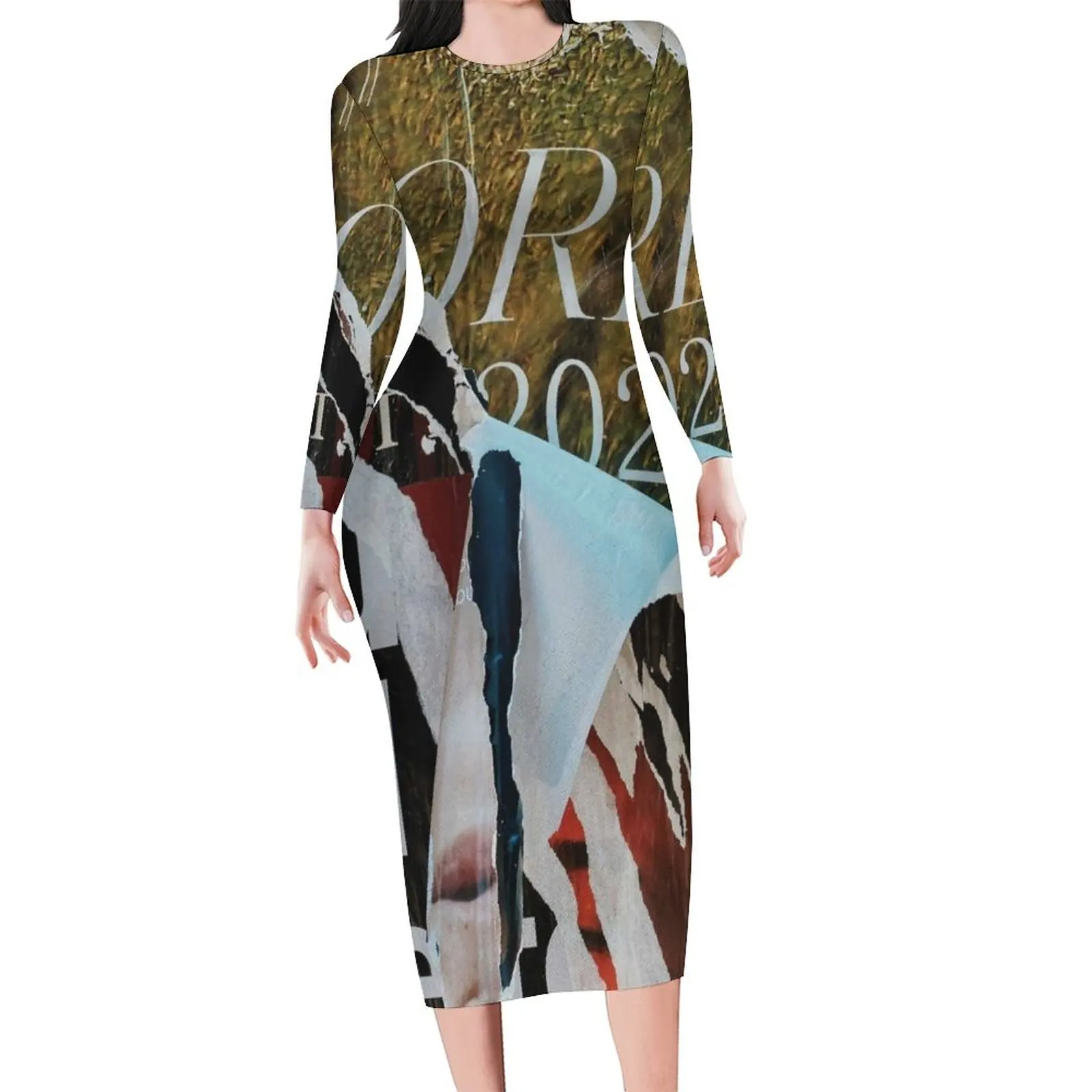 

Женское винтажное облегающее платье с длинным рукавом