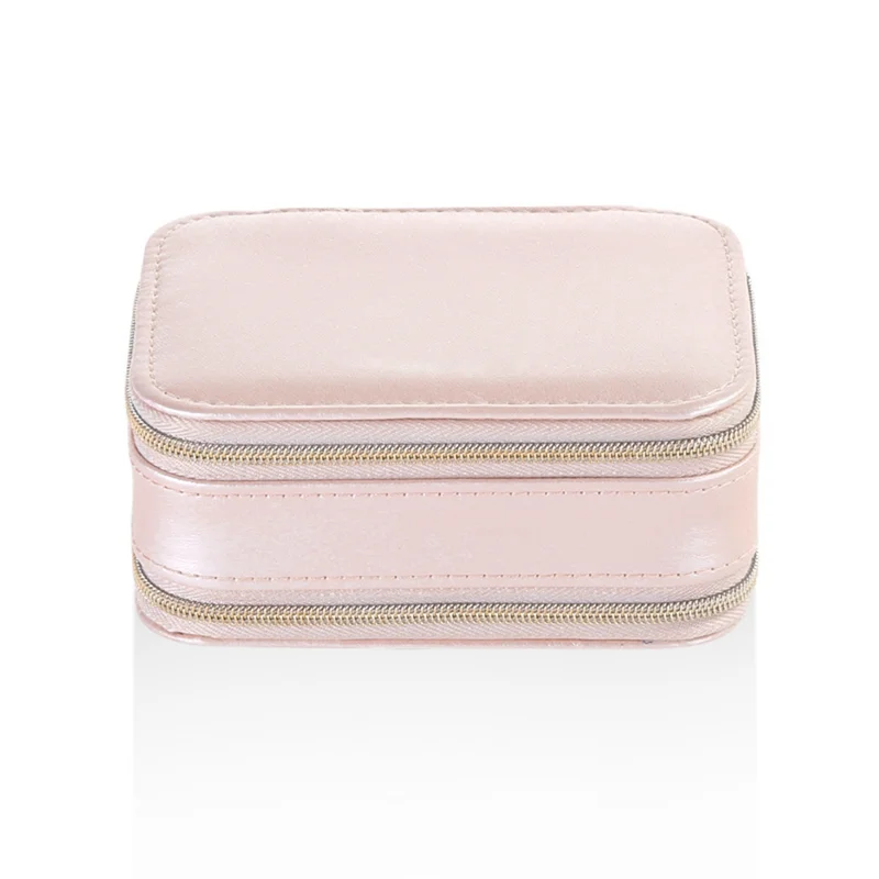 

Women's Travel Portable Zipper Jewelry Box Earring Earring Jewelry Storage Box Multifunctional Jewelry Bag Pink