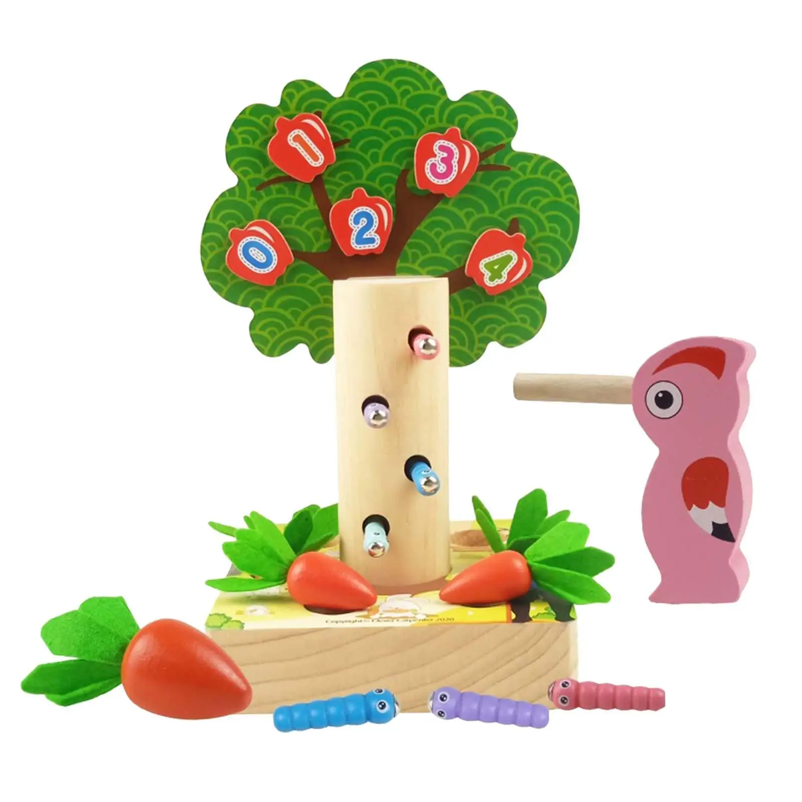 

Apples Picking Magnetic Fruit Tree Toy Wooden Color Shape Sorting Game Carrot Harvest Game for 3 4 5 6 Years Old Girls Boys Kids