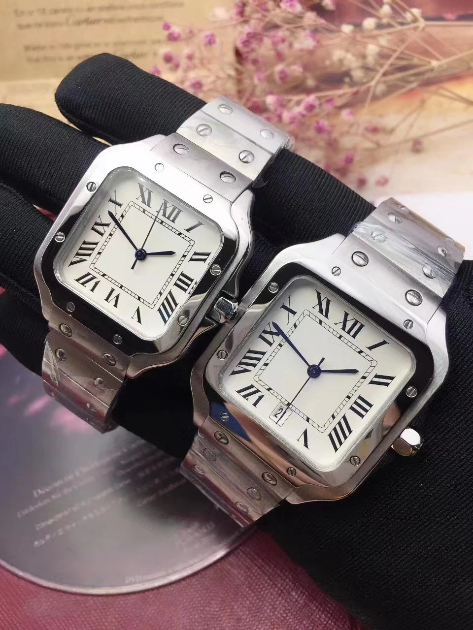 

New Mens Womens Quartz Watch Stainless Steel Bracelet White Rome Dial Sapphire Calendar 35mm 40mm
