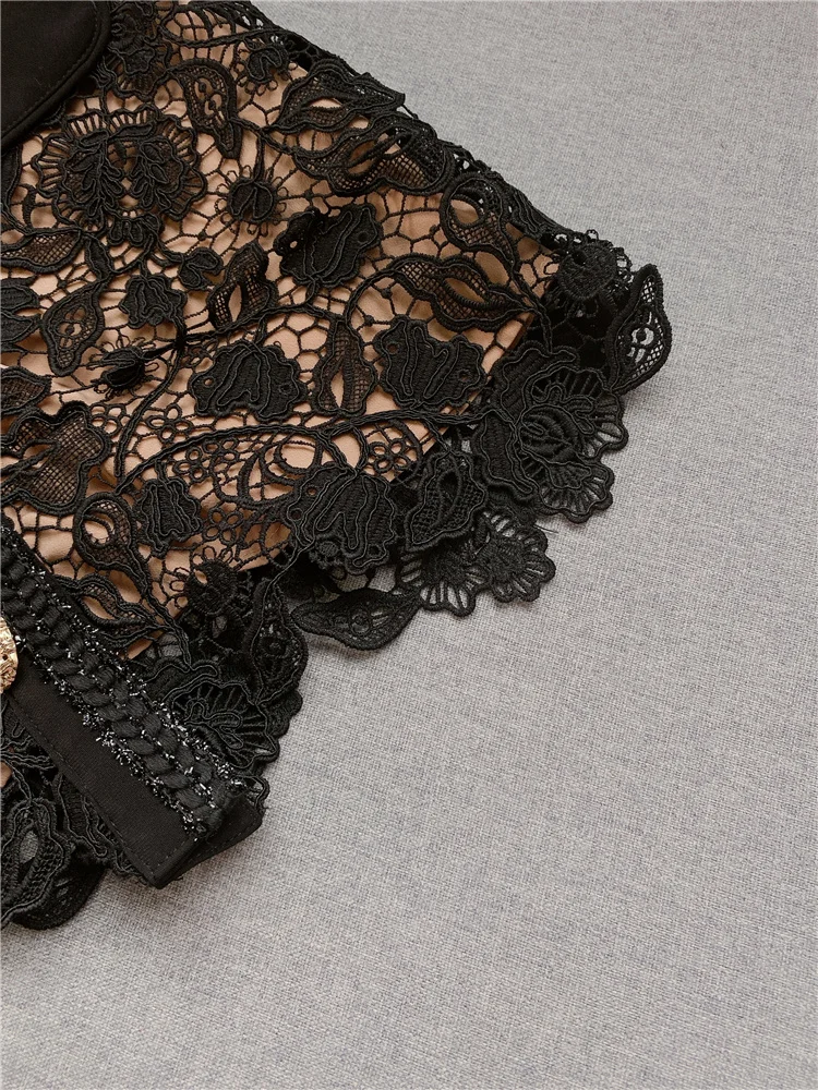 Официальное Платье сверхпрочное кружевное однобортное ажурное платье