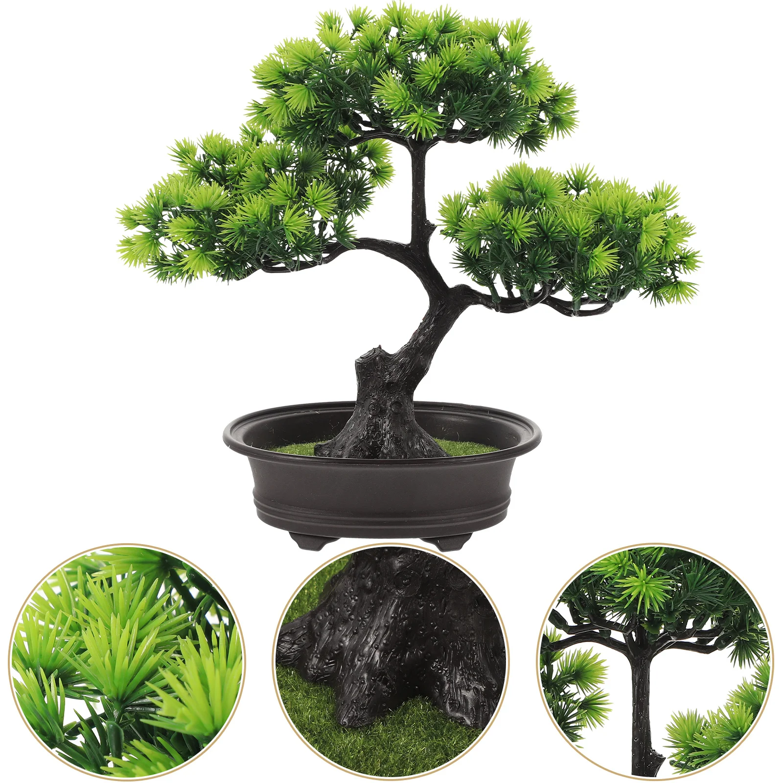

Bonsai Faketree Artificial Pine Pottedornaments Guest Greeting Simulation Green Pot Garden Zen Desktop Faux Welcoming Juniper