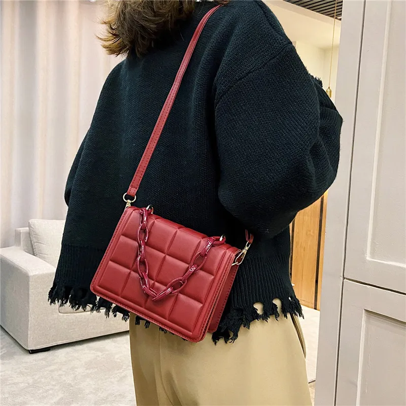 Korean Fashion Embossed Flap Crossbody Bag Mini  Purses and Handbags Luxury Designer for Women Purses Square Shoulder Bag