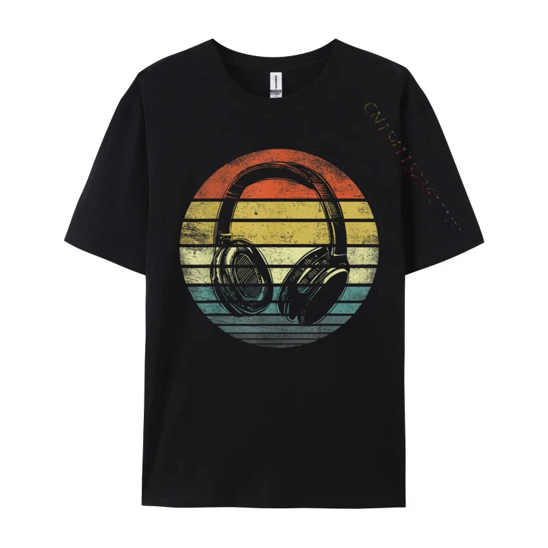 Music Lover Producer DJ Funny Retro Headphones Casual 2024 Hip Hop Tops Shirt Cotton Top T-Shirts For Men Normal Tee