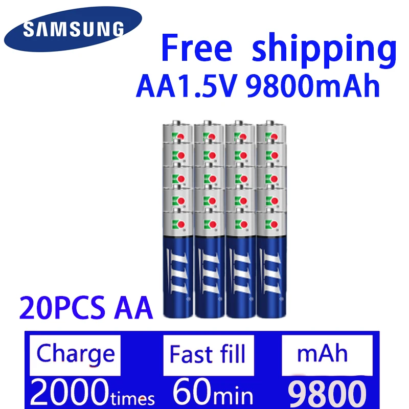 

1-20pcs AA 1.5V 9800mAh Alkaline Rechargeable Battery For Flashlight Toy Watch Wireless Keyboard Mouse 3A Replacement Batteries