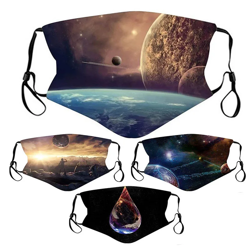 

5/2/1Pcs Printing Face Masks For Women Men Adjustable Halloween Cosplay Anime Dustproof Masks