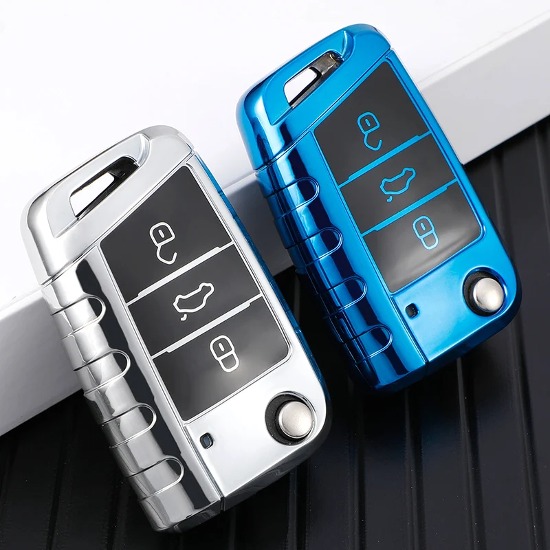 

For VW for Volkswagen MK7 GTI 7 Golf 7 Golf R Skoda Octavia A7 SEAT Car TPU Folding Key Cover Bag Case Holder Protector Keychain