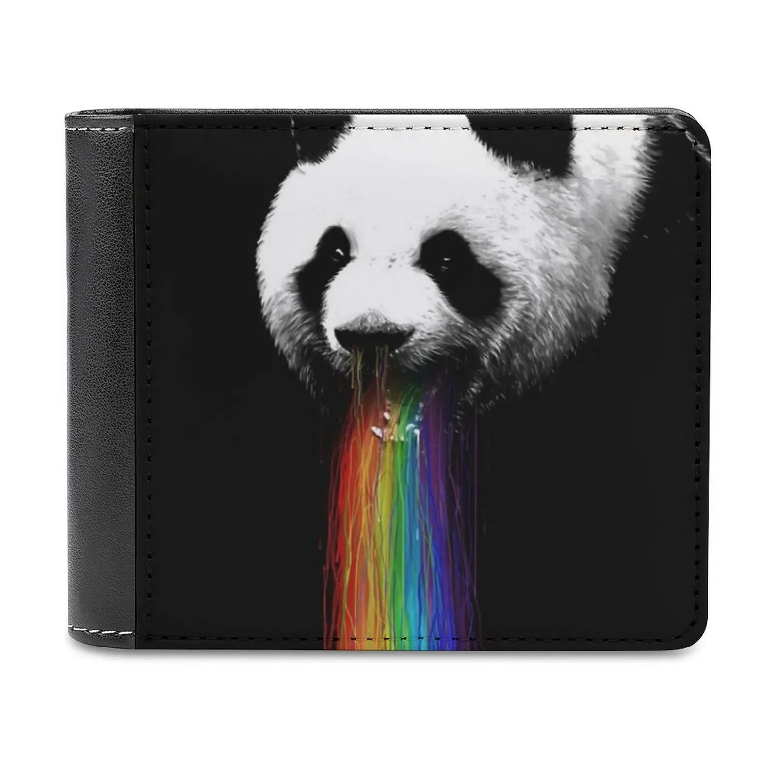 

Кожаный кошелек pandalч для кредитных карт, Роскошный кошелек с рисунком панды, животных, природы, рвоты, радуги, смешные Смешные цвета юмора, к...
