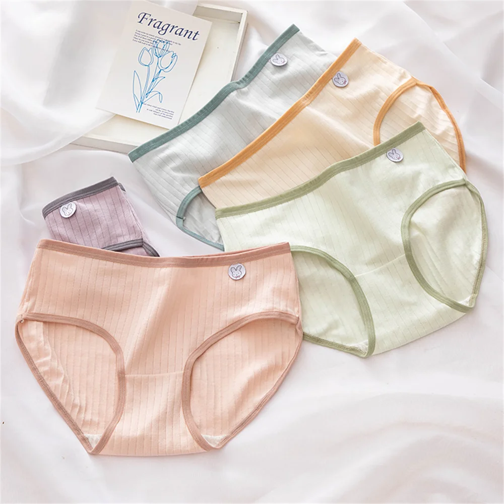 

Summer Thin Cotton Panties for Women Underwear Mid Waist Briefs Solid Color Girl Female Comfort Breathable Lady Lingerie Gift