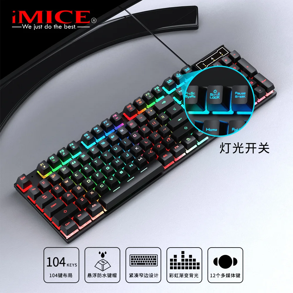 Gaming keyboard Gamer keyboard with backlight USB 104 Rubber keycaps RGB Wired Ergonomic keyboard For PC laptop
