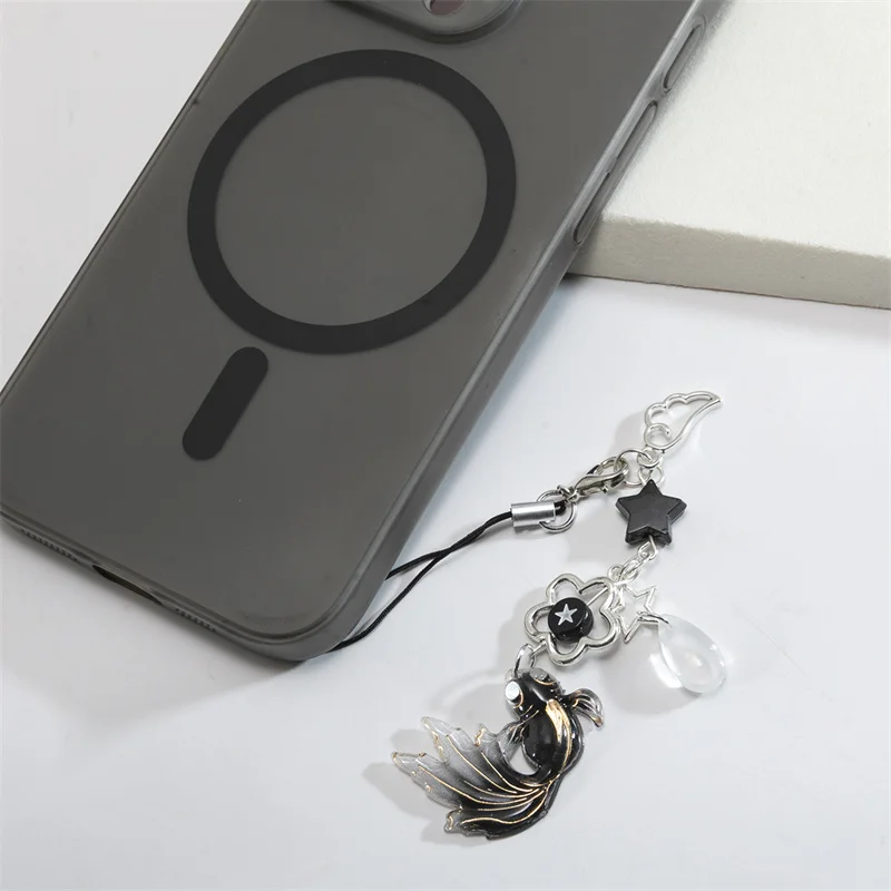 Модная цепочка для телефона с золотой рыбкой шнурок со звездой цветком бусинами