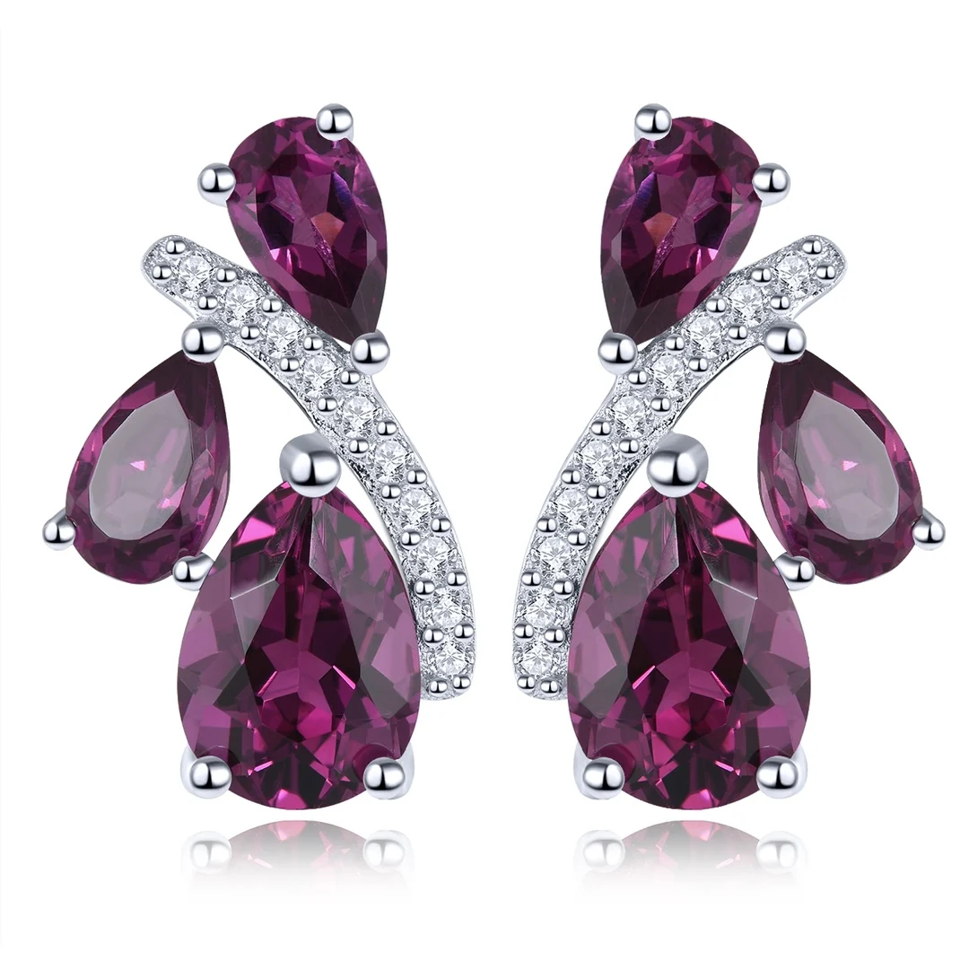 Серьги HT24 женские из серебра 925 пробы с натуральными красными гранатами