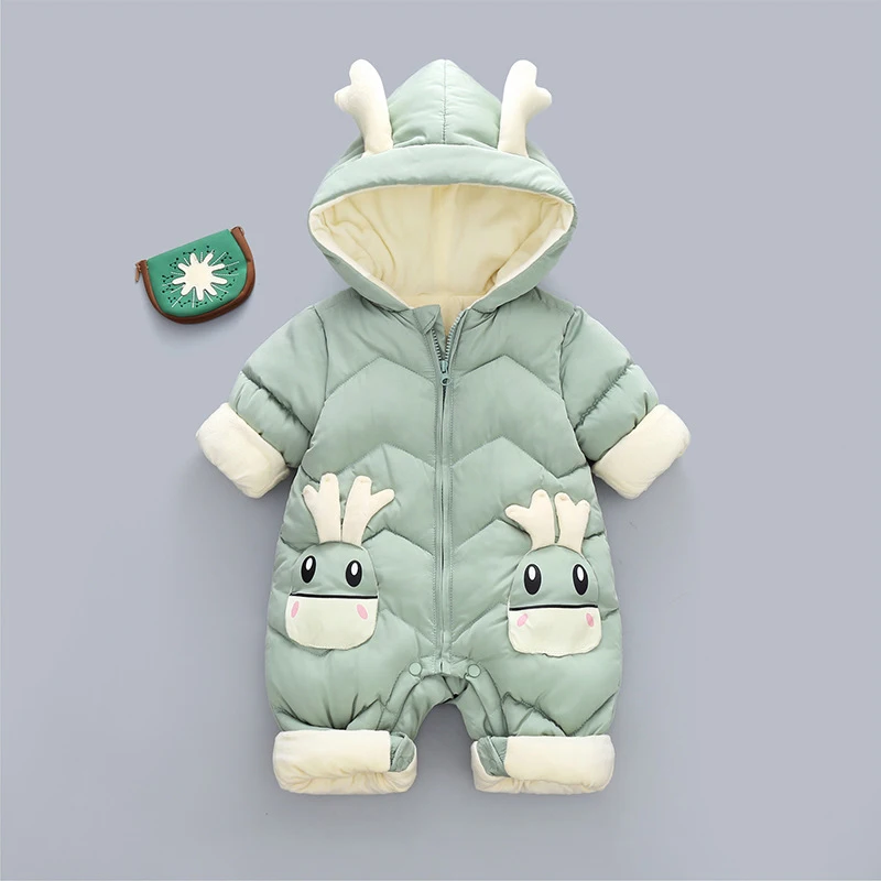 

MILANCEL Winter New Infant Rompers Baby's Padded and Thickened Jumpsuit Cartoon Dragon Toddler Outwear