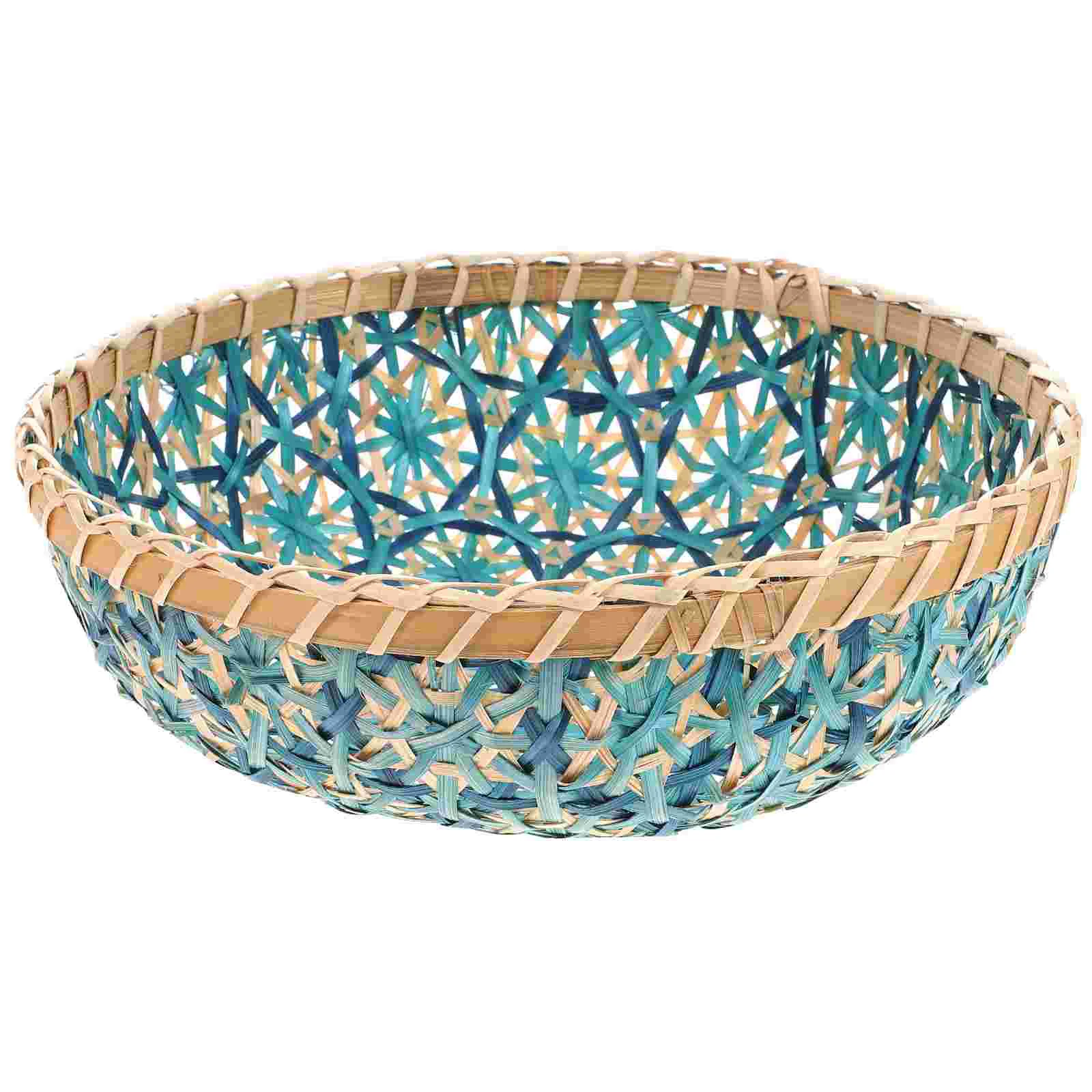 

Food Bowl Fruit Storage Holder Bamboo Tray Basket Tabletop Decor Vegetable Handmade Retro Gifts Portable Indoor Plate