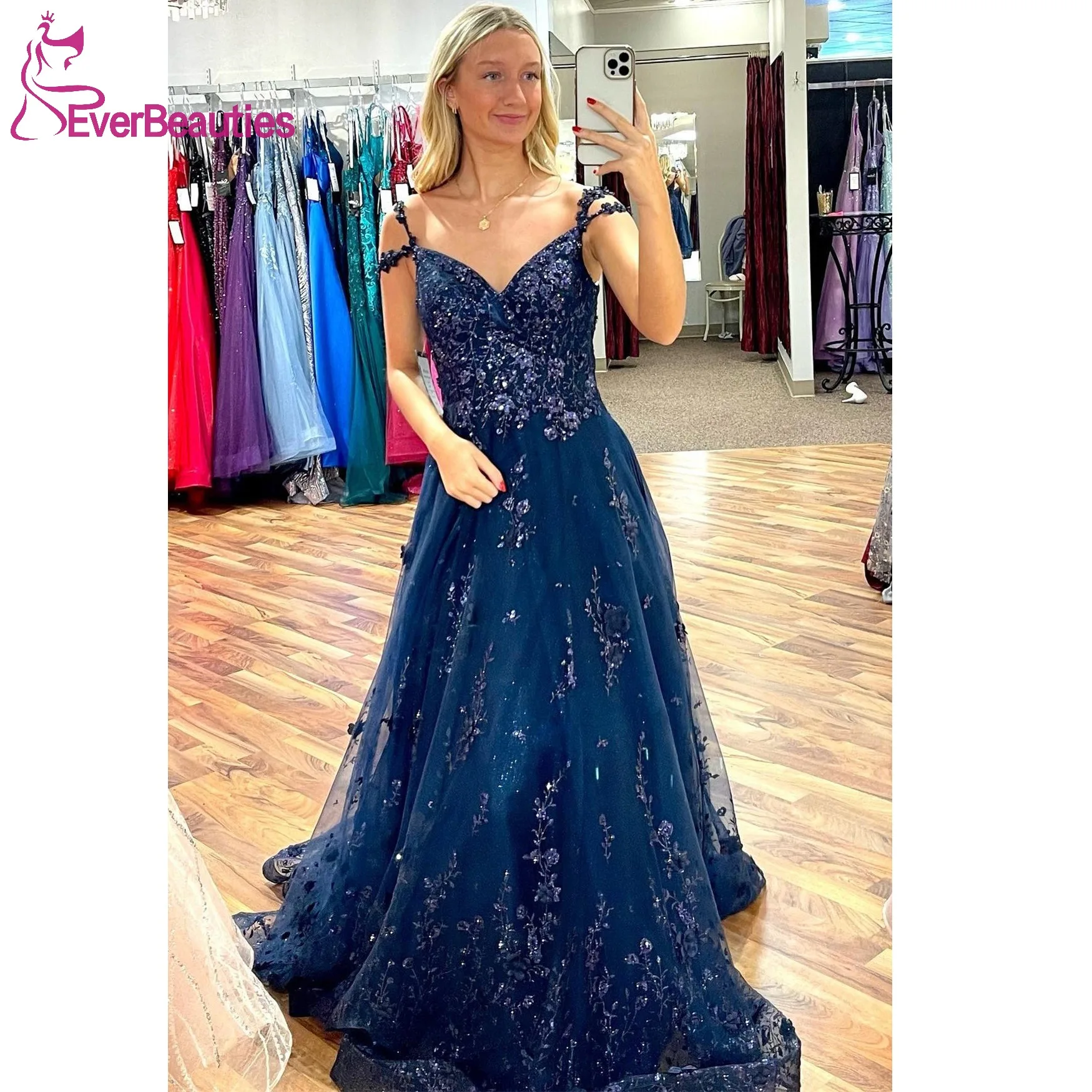 

Tulle Lace Sequins Prom Dress for Women 2024 Off Shoulder Vestidos De Fiesta Elegantes Para Luxury Lace Bead Formal Party Dress