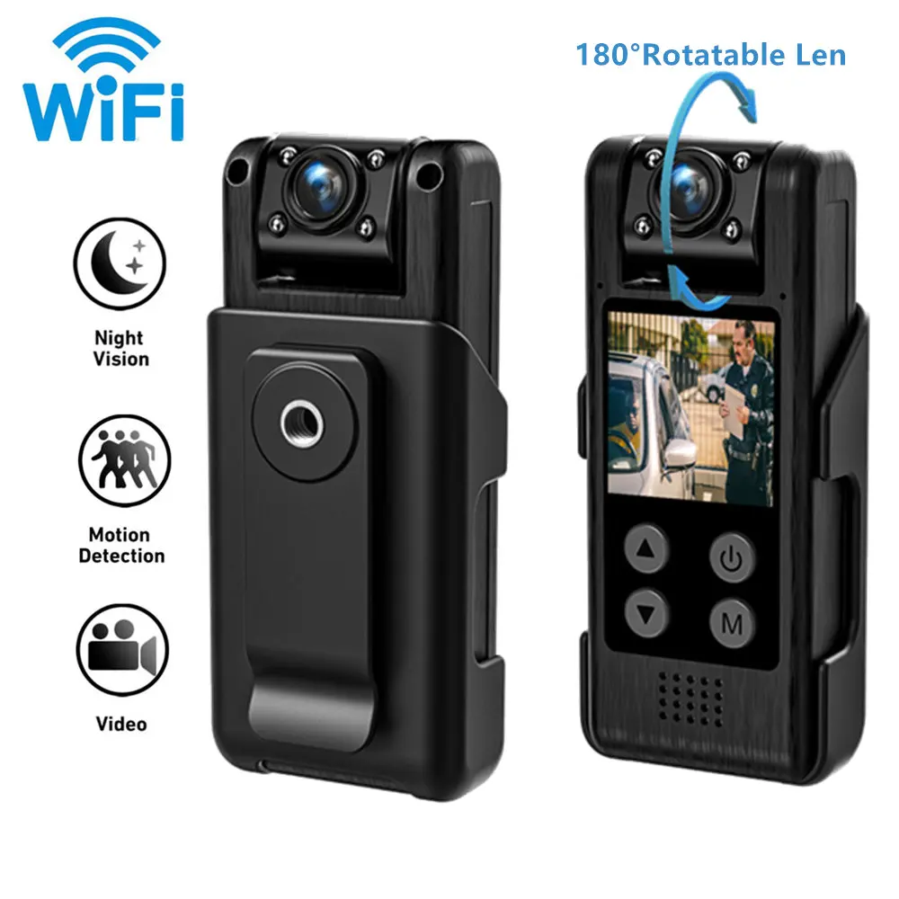 

4K HD Wifi Mini Camera Camcorder Recorder W Back Clip Infrared Night Vision Video Law Enforcement Bodycam Outdoor Sports Camera