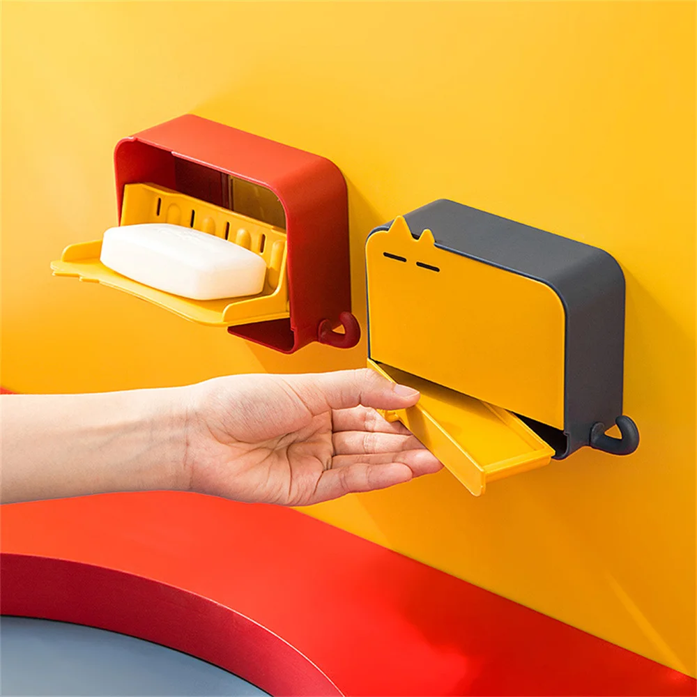 

Пыленепроницаемый дренаж в форме кошки для мыла, набор аксессуаров для ванной комнаты, водонепроницаемый настенный держатель для мыла без ...