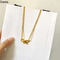 donia jewelry european and american fashion bamboo titanium steel micro set zircon necklace double chain pendant