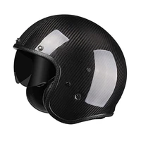 genuine carbon fiber summer classic open face motorcycle helmet with endoscope vintage motocross racing capacetes de moto dot