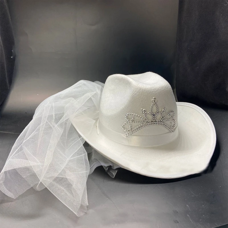 

Белая тиара в западном стиле для женщин, шляпы в рулоне для девушек, корона, Пляжная ковбойская шляпа, западвечерние