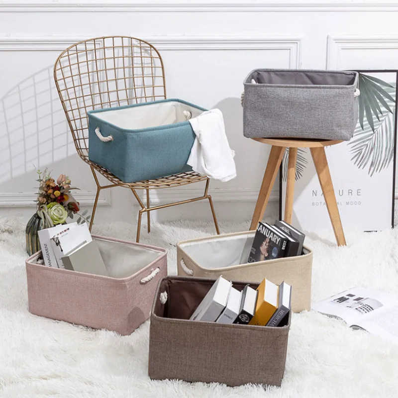 

Linen Storage Basket Clothes Books Sundries Gadgets Organizer Box Foldable Dirty Clothes Laundry Basket Household Supplies