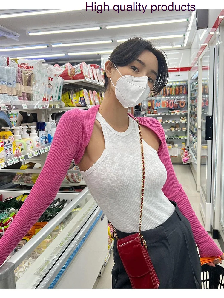 

Casual Korean Two Pieces Set Women Y2k Fashion Tank Top + Thin Long Sleeve Cardigan 2023 Summer Harajuku Female Clothes