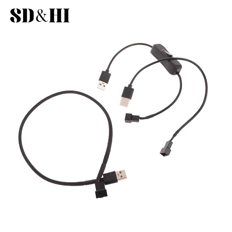 1PC Case Fan Adapter Connector Cable USB 2.0 A Male To 3-Pin PWM 5V Sleeved Power