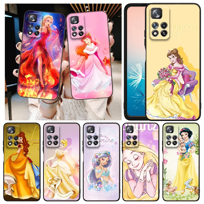 

Princess Fashion Disney Phone Case For Xiaomi Redmi Note 12 11E 11S 11 11T 10 10S 9 9T 9S 8T 8 Pro Plus 5G Black TPU Cover