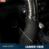 carbon fiber leather braid 15 38cm car hand sewing steering wheel cover with needles thread diy for vw bmw nissan ford toyota