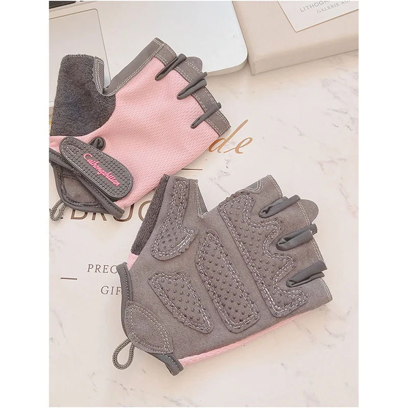 Men Women Summer Equipment Training Yoga Half Finger Ice Silk Letter Mitten Gym Fitness Non Slip Sport Bicycle Cycling Glove N23 images - 6