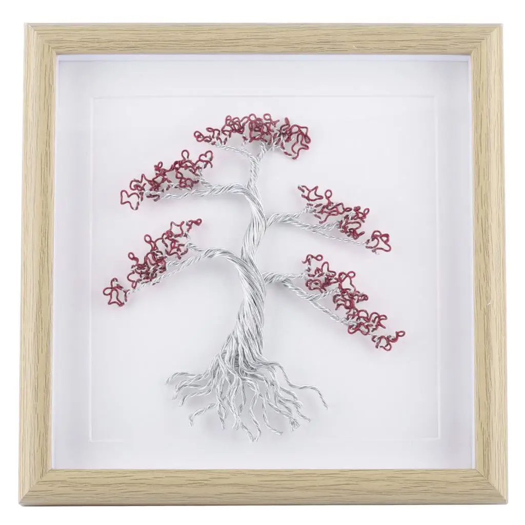 Nordic Ornaments Aluminum Wire Tree Of Life Framed Wall Art Decor Square Frame Panel Decoration For Home & Office 8.8 Inches