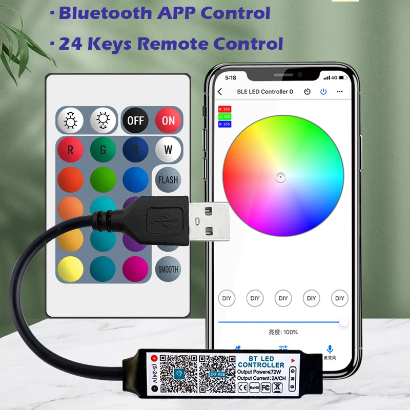 RGB Bluetooth-контроллер светодиодная Светильник та приложение для смартфона