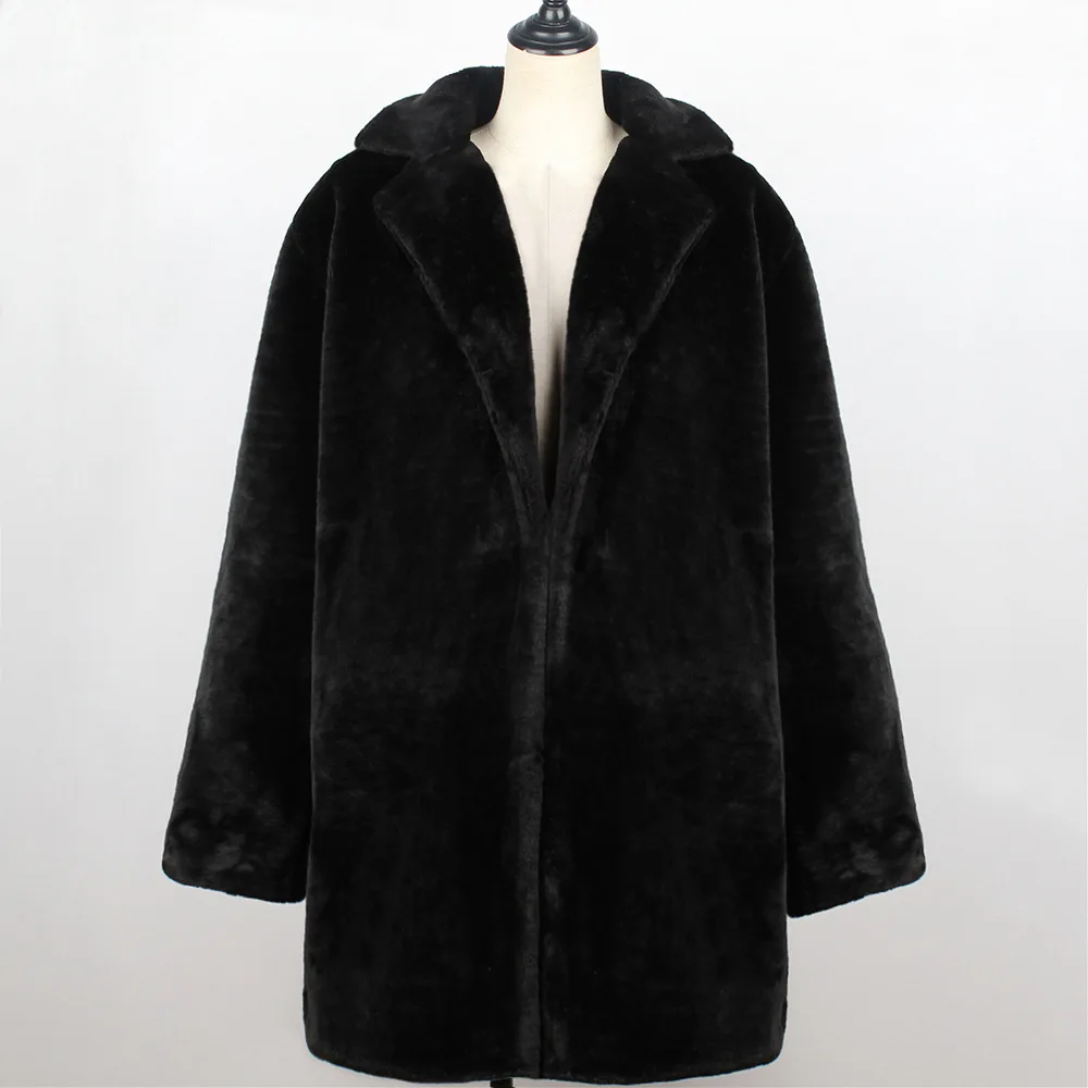Women's Leather Fur Coat Autumn and Winter Long Imitation Fur Coat Top Female Faux Fur Coat