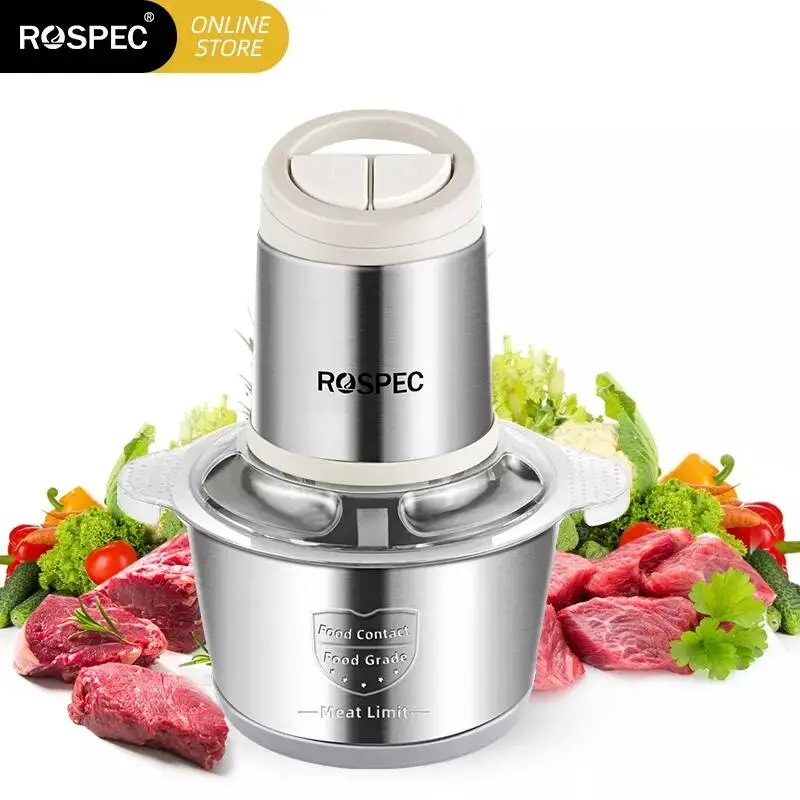 

Мощный пищевой измельчитель ROSPEC 300 Вт Мясорубка из нержавеющей стали 2 л кухонный комбайн Электрический многофункциональный измельчитель с...