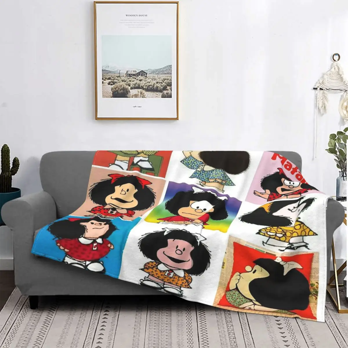 

Kawaii Cartoon Anime Plaid Mafalda Blankets Velvet Autumn/Winter Breathable Lightweight Throw Blanket for Sofa Couch Plush Quilt