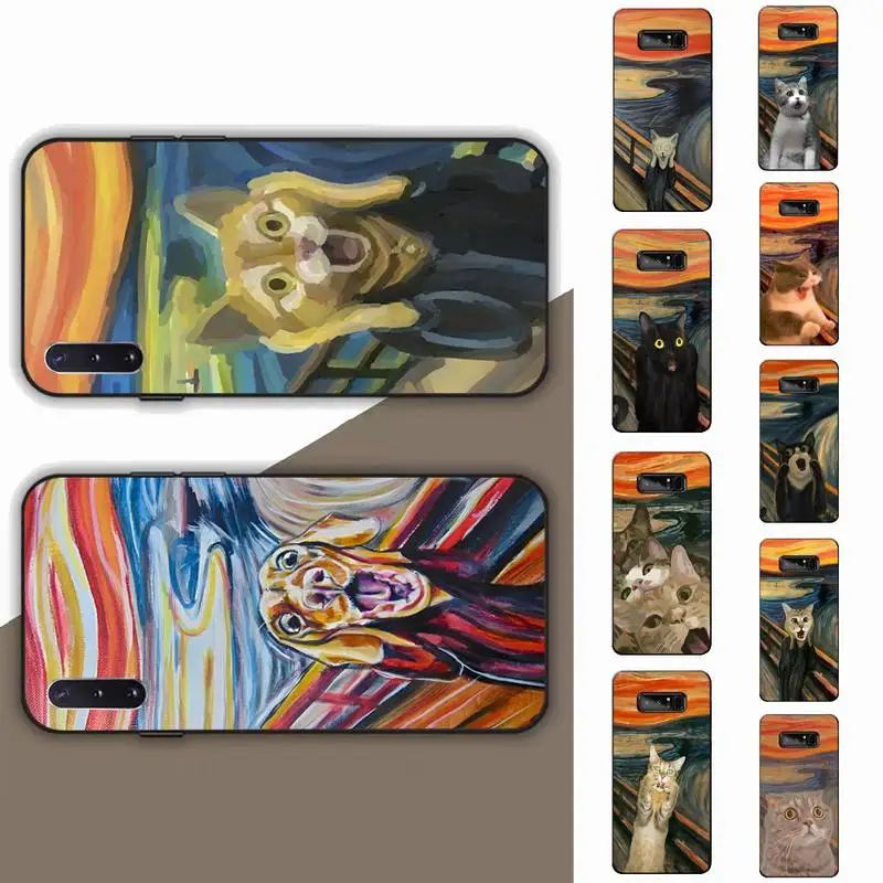 

Scream Cat Dog Art Phone Case For Samsung Note 8 9 10 20 pro plus lite M 10 11 20 30 21 31 51 A 21 22 42 02 03