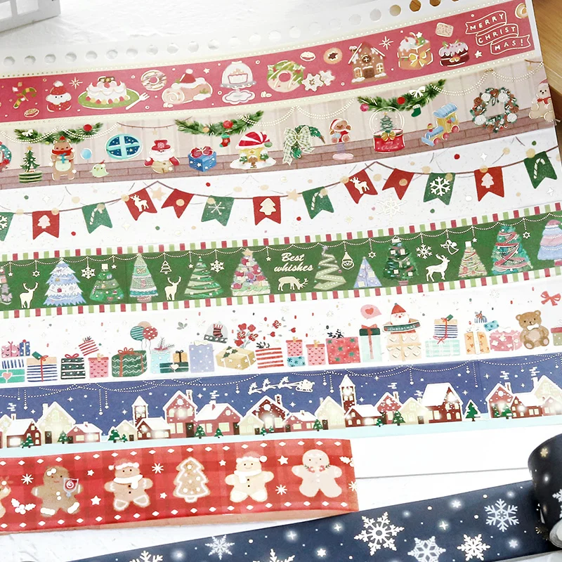 

1Roll/Set Cute Christmas Series Tale Tape Planner Masking Art Aesthetic Decorative Adhesive Label Stationery Diy Scrapbooking