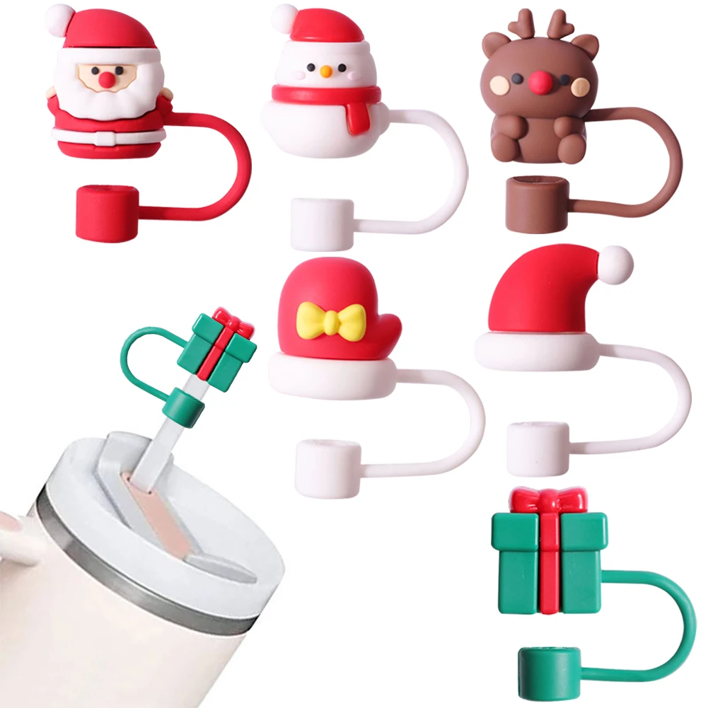 Рождественские соломенные чехлы из ПВХ 10 мм рождественские мультяшные насадки