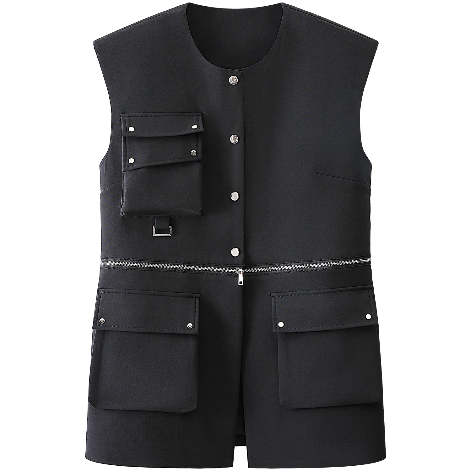 

SuperAen ниша дизайн мульти-карманные панели стеганый жилет Черный Топ жилет для женщин