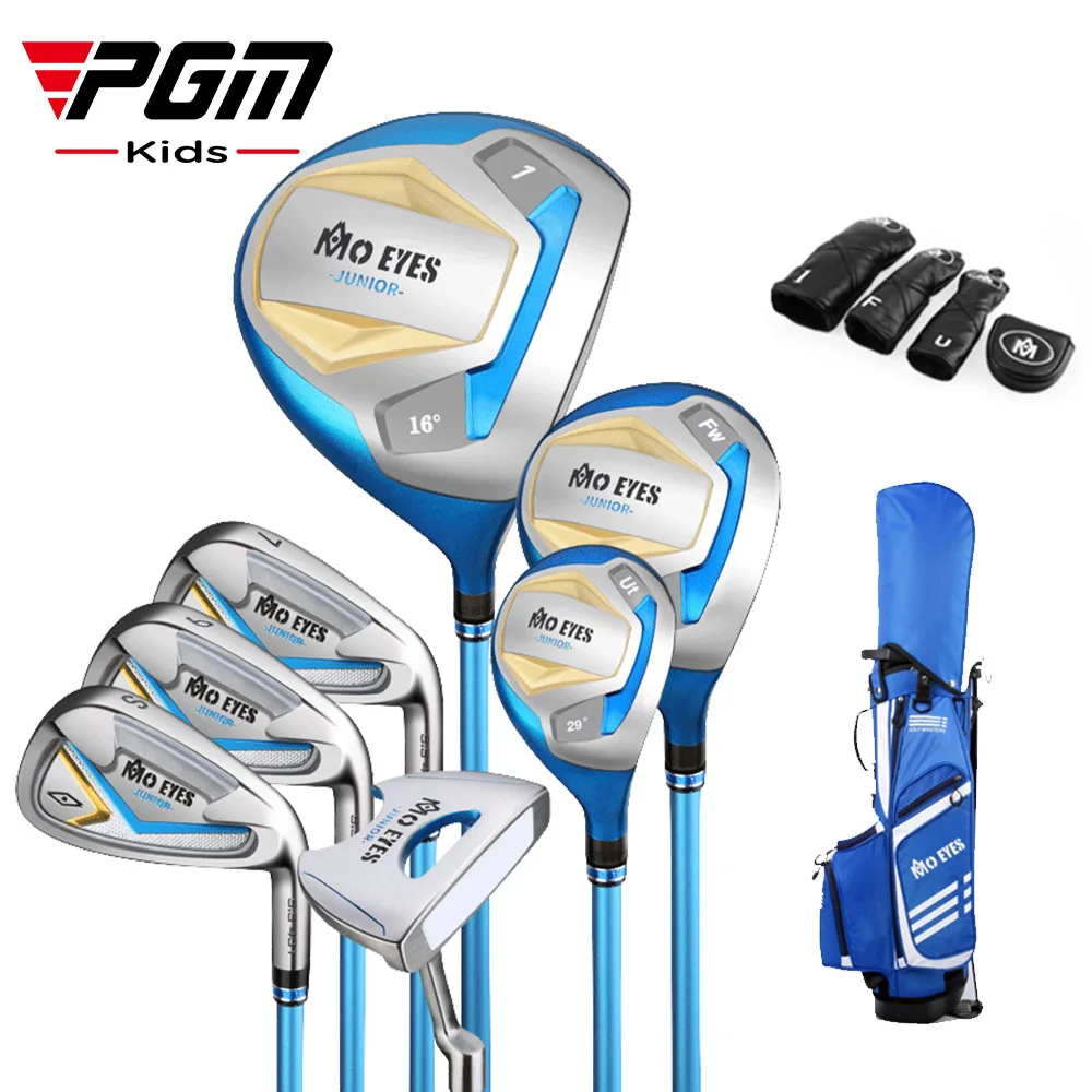 PGM Kids Golf Clubs Iron Complete Set 7PCS Golf Bag Headcover Children's Carbon Shaft Wedges Putters Competition Golf Drivers