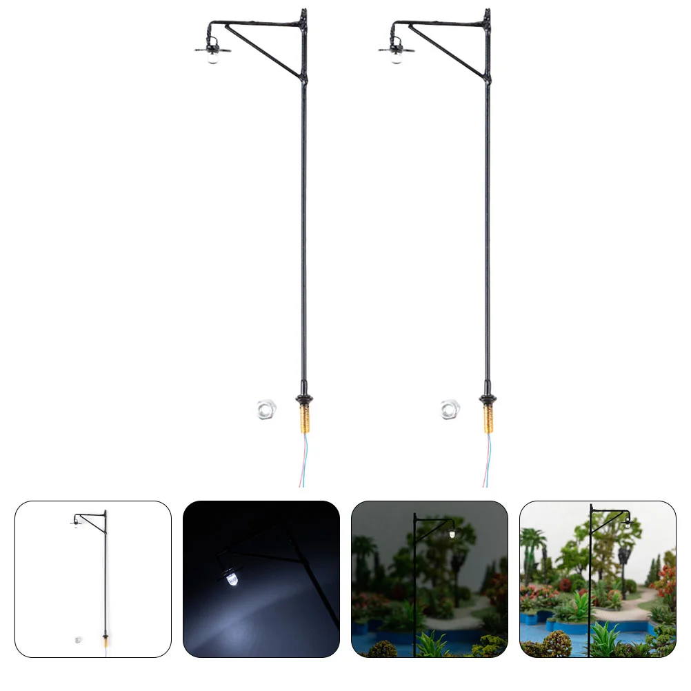 

2 Pcs Outdoor Kid Toys Micro Landscape Garden Village Street Lamp Model Post Miniature Decor Child