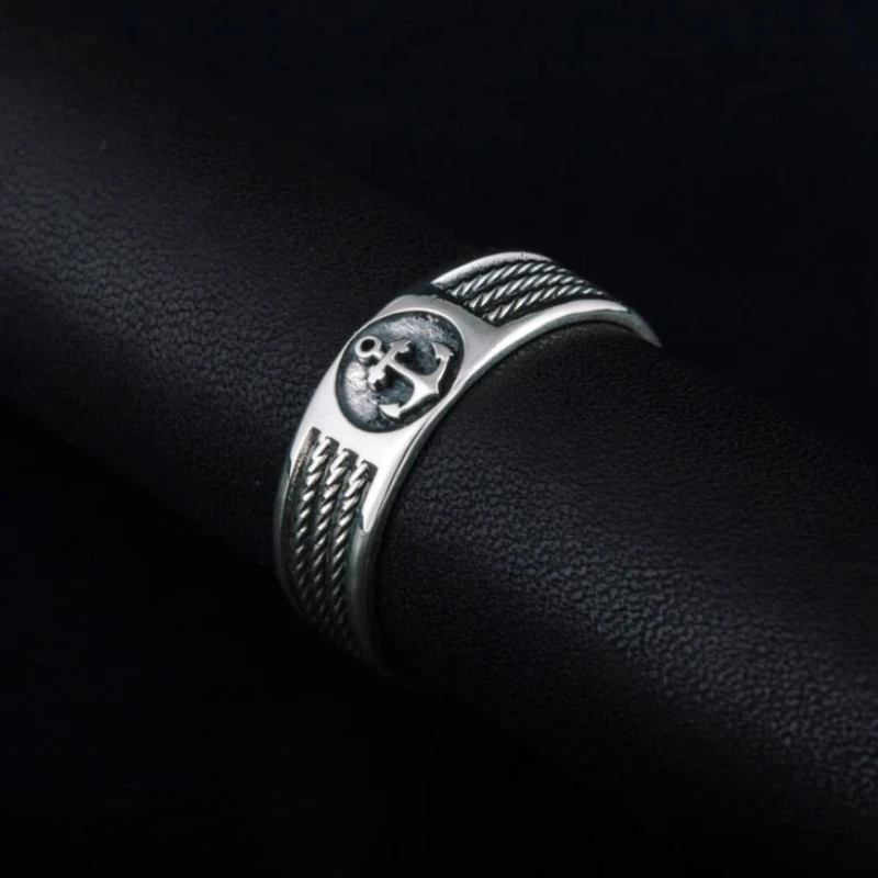 

Vintage Viking Silver Captain Anchor Ring Men's Fashion Luxury Quality Jewelry Punk Accessories Men's Jewelry Gift Men's Ring