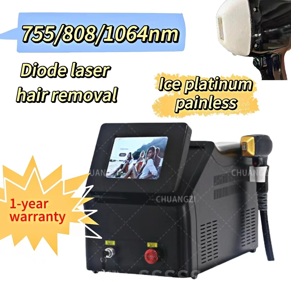 

808 diode la-ser hair removal machine 3-wavelength ice platinum painless hair removal for salons and homes